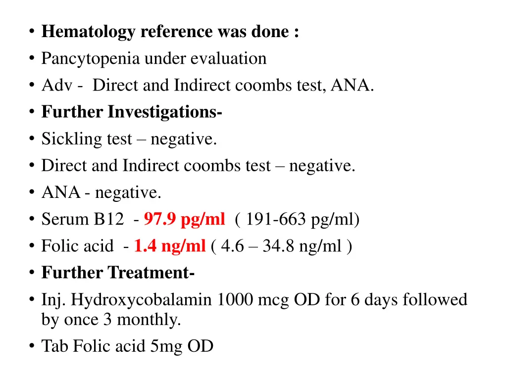 hematology reference was done pancytopenia under