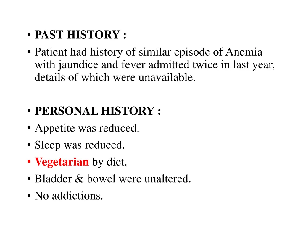 past history patient had history of similar