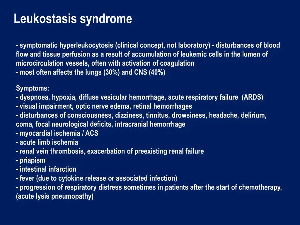 leukostasis syndrome