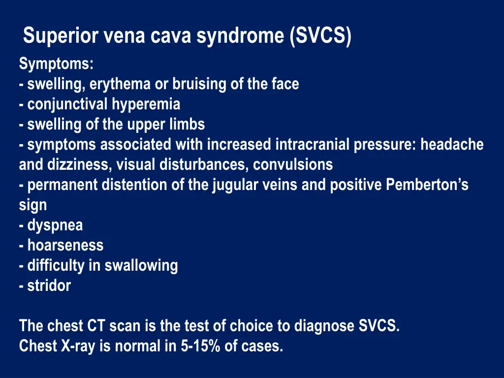 superior vena cava syndrome svcs symptoms