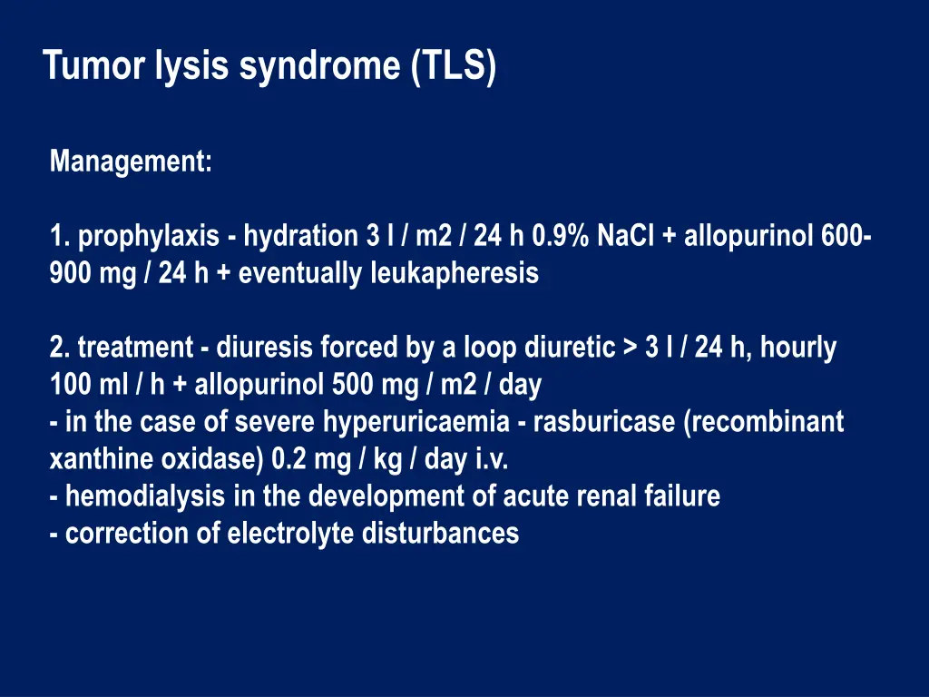 tumor lysis syndrome tls 1