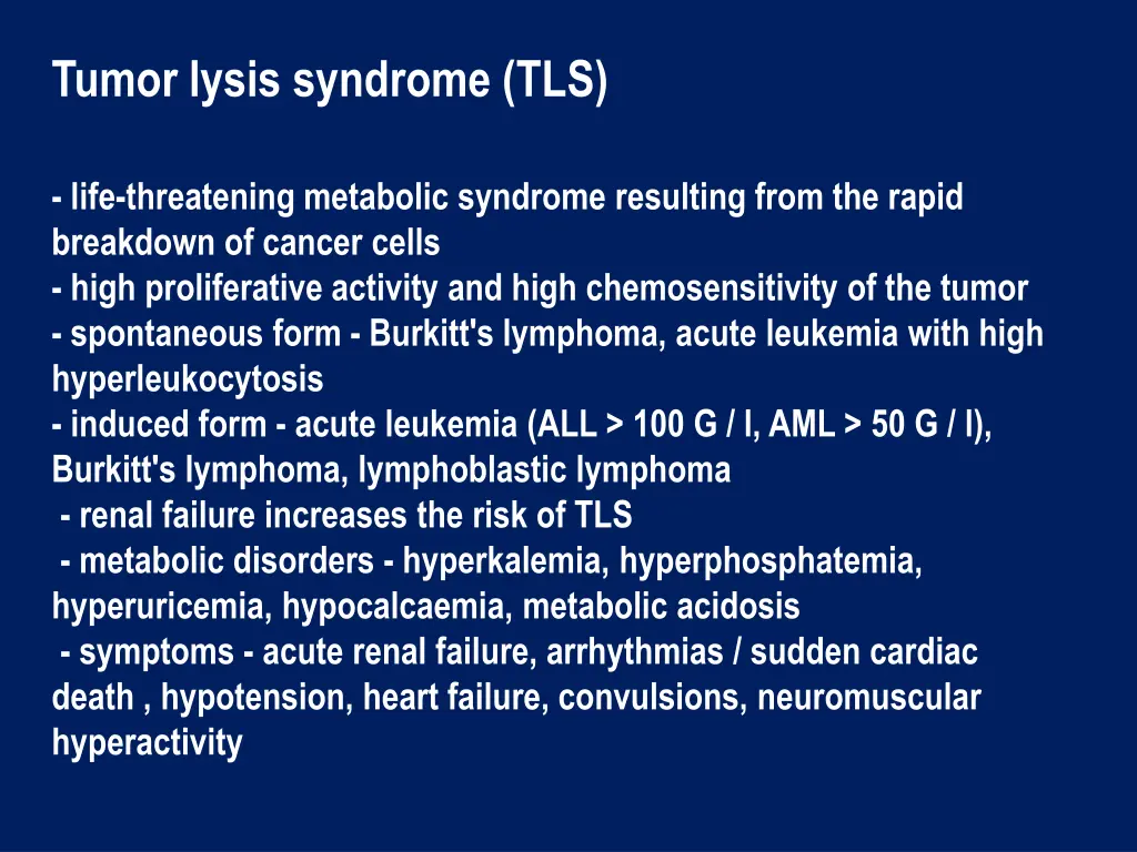 tumor lysis syndrome tls