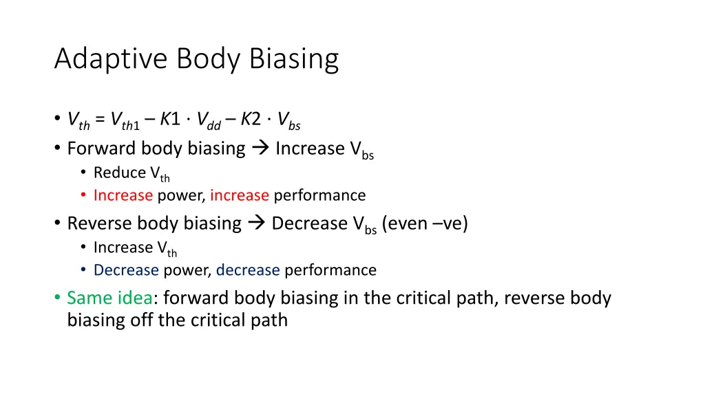 adaptive body biasing