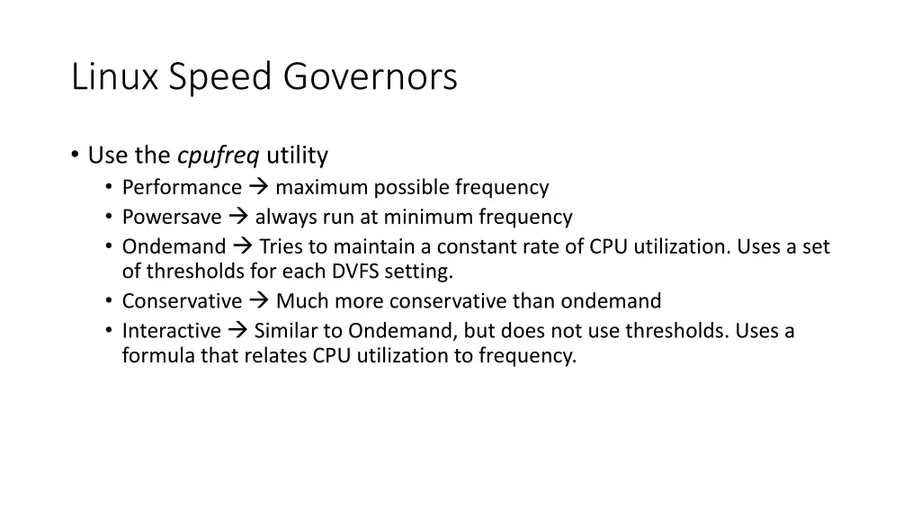 linux speed governors