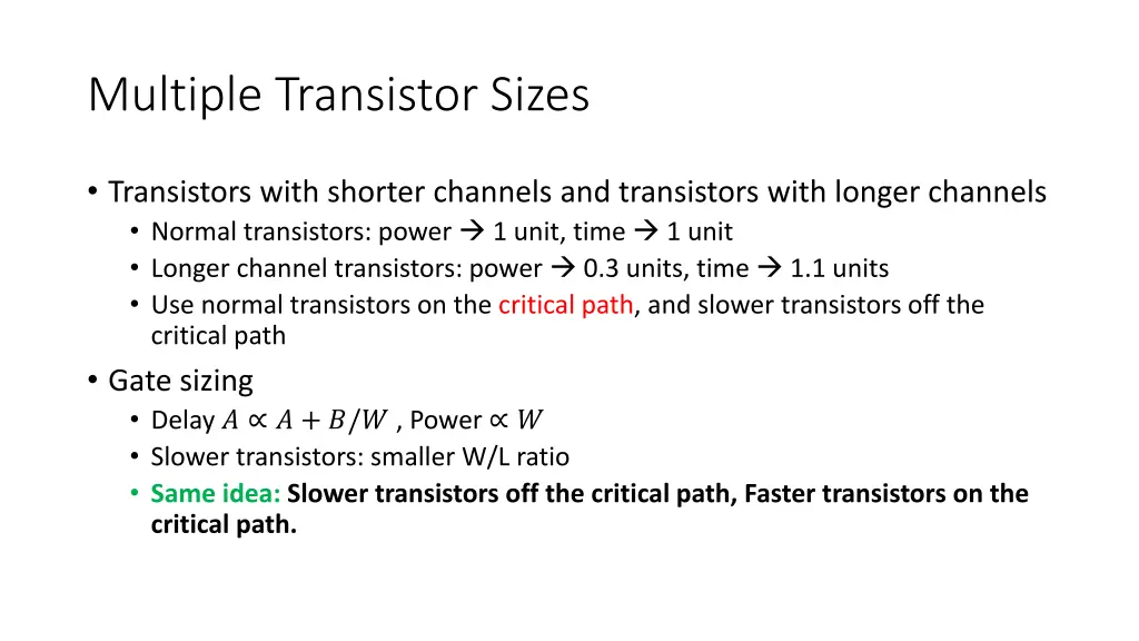 multiple transistor sizes