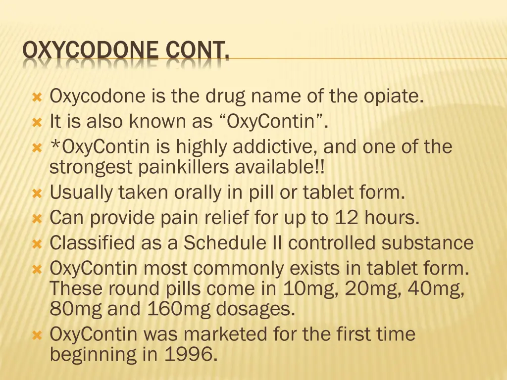 oxycodone cont