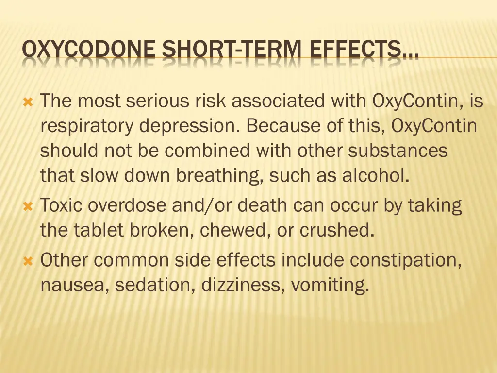 oxycodone short term effects