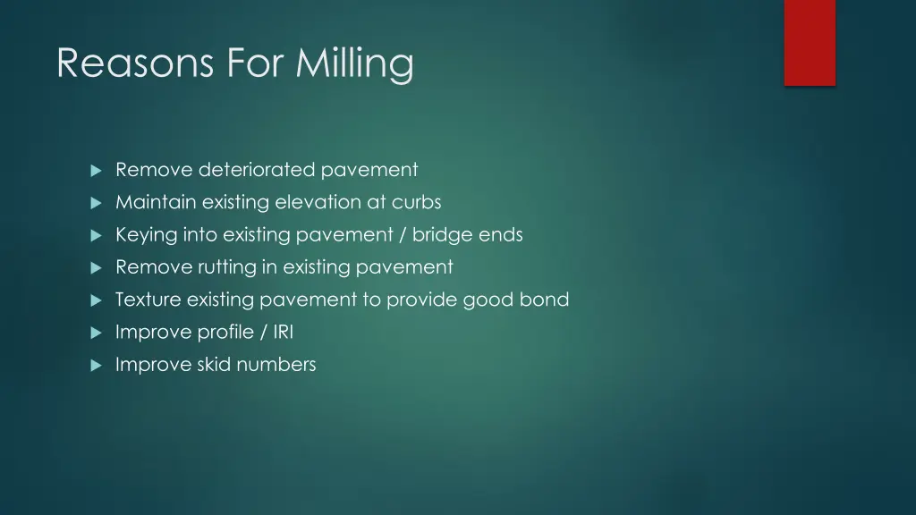 reasons for milling