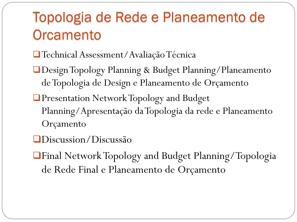 topologia de rede e planeamento de orcamento