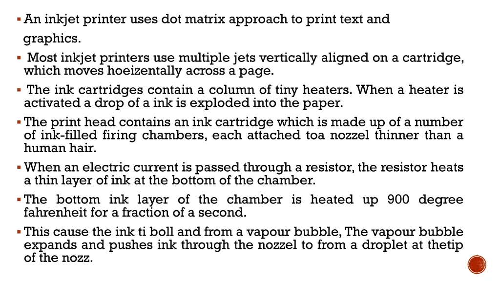 an inkjet printer uses dot matrix approach