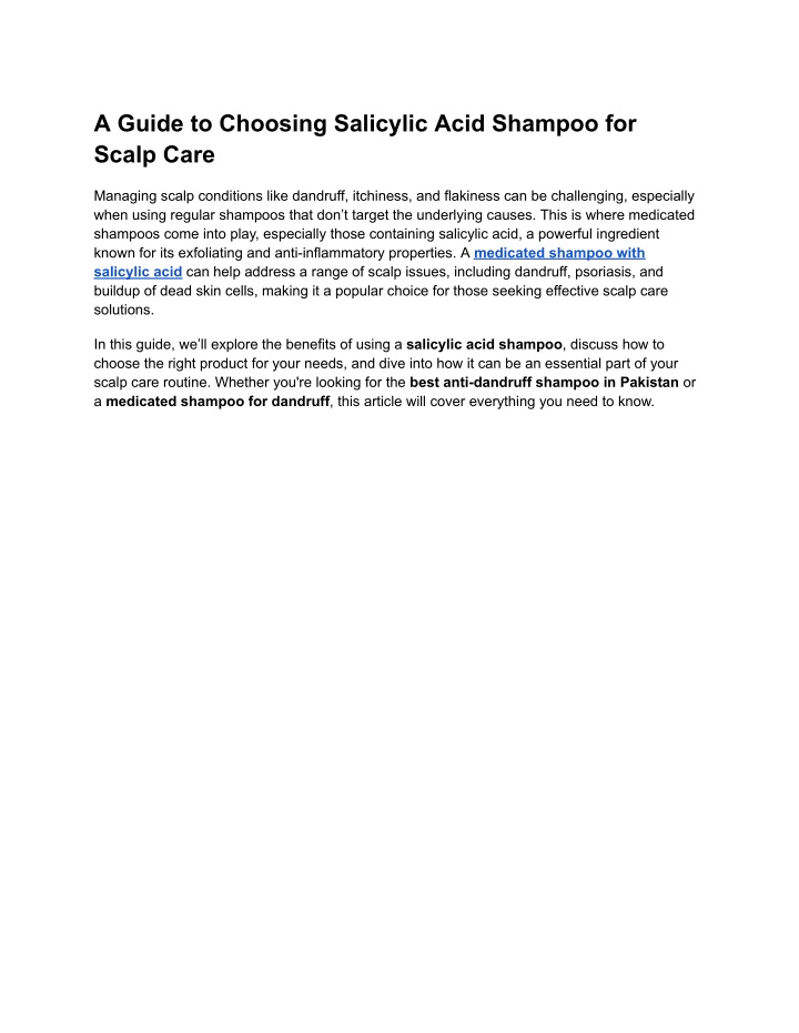 a guide to choosing salicylic acid shampoo