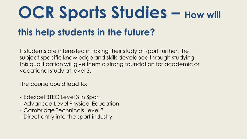 ocr sports studies how will this help students