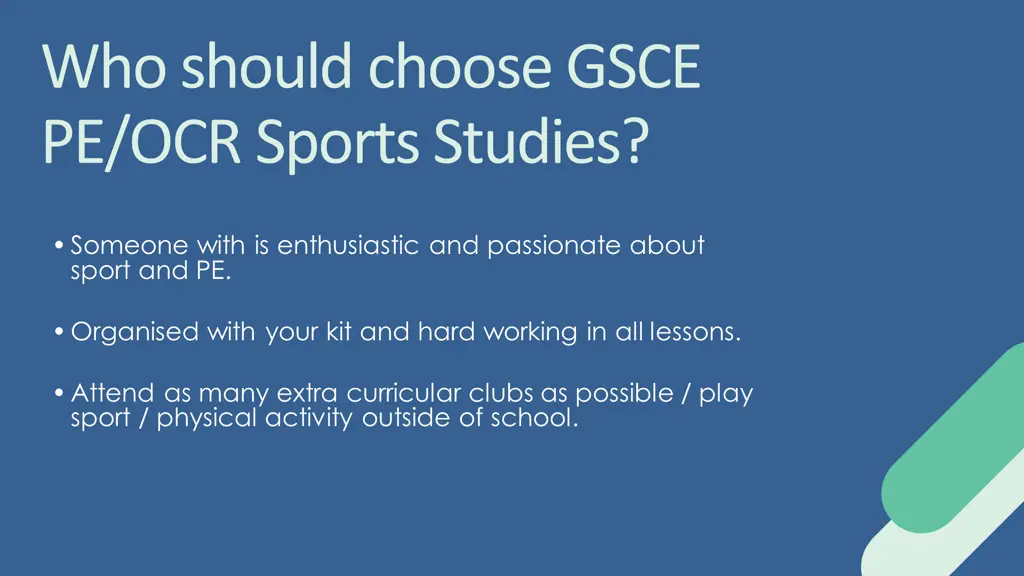 who should choose gsce pe ocr sports studies