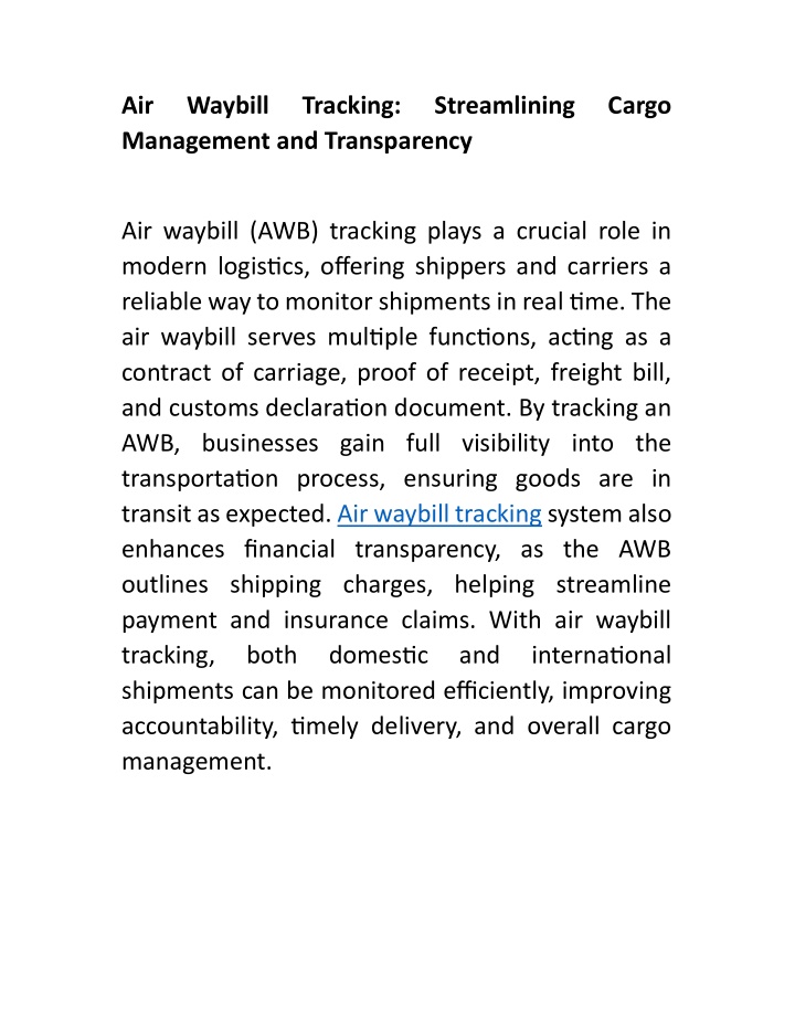 air management and transparency