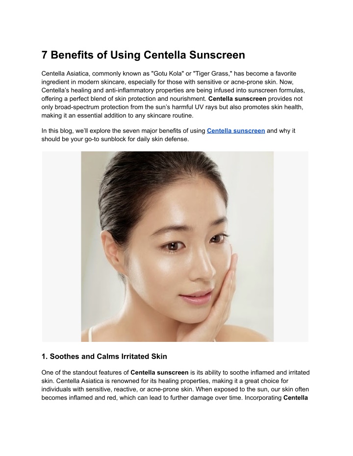 7 benefits of using centella sunscreen