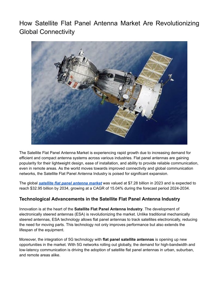 how satellite flat panel antenna market