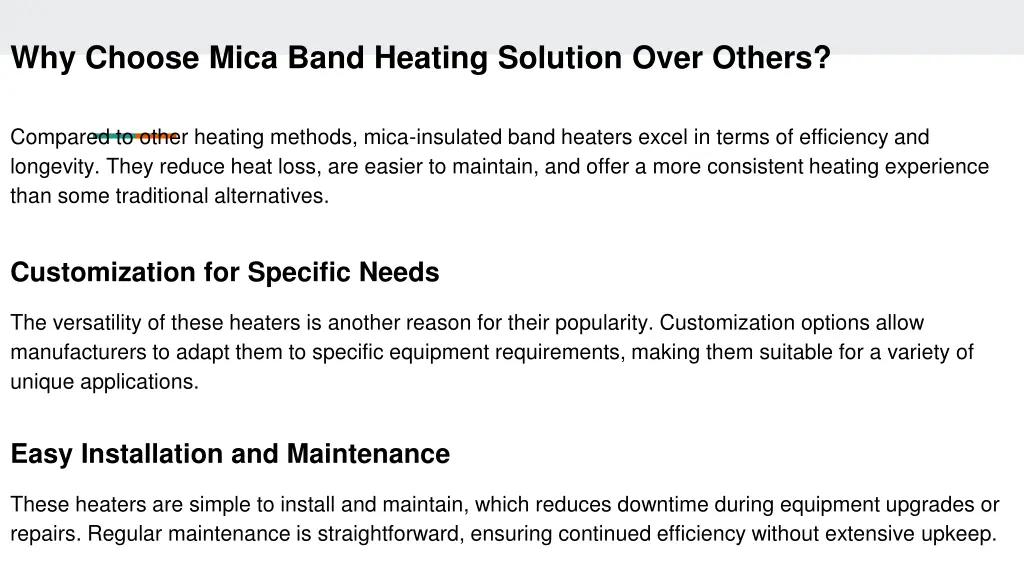 why choose mica band heating solution over others