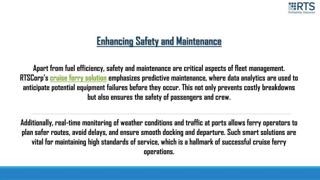 enhancing safety and maintenance