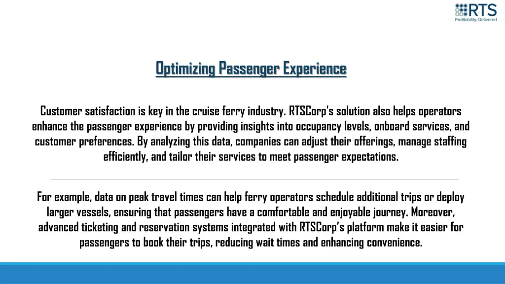 optimizing passenger experience