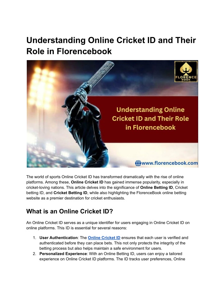 understanding online cricket id and their role