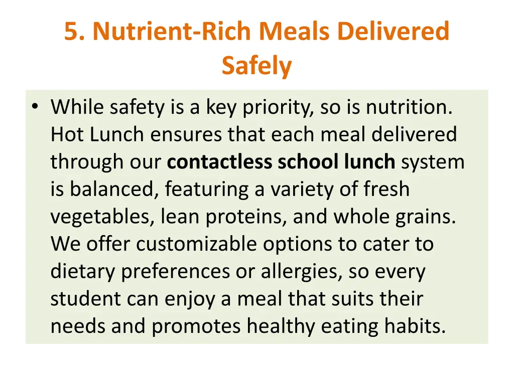 5 nutrient rich meals delivered safely