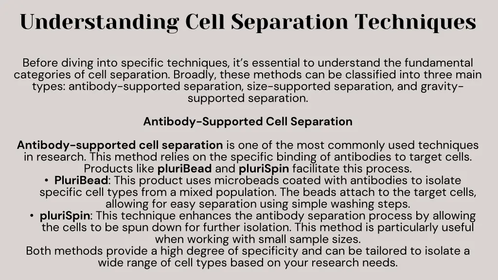 understanding cell separation techniques