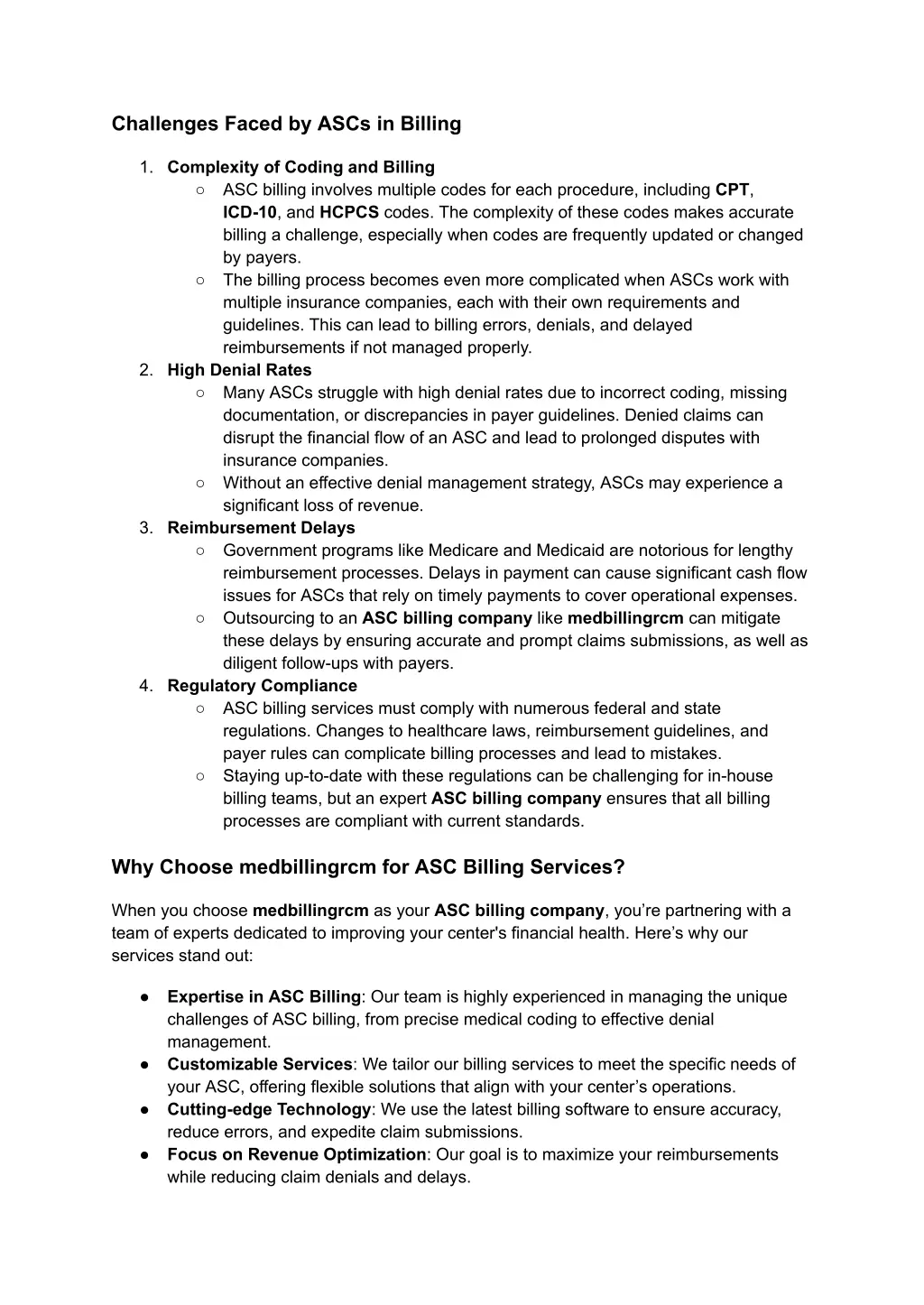 challenges faced by ascs in billing