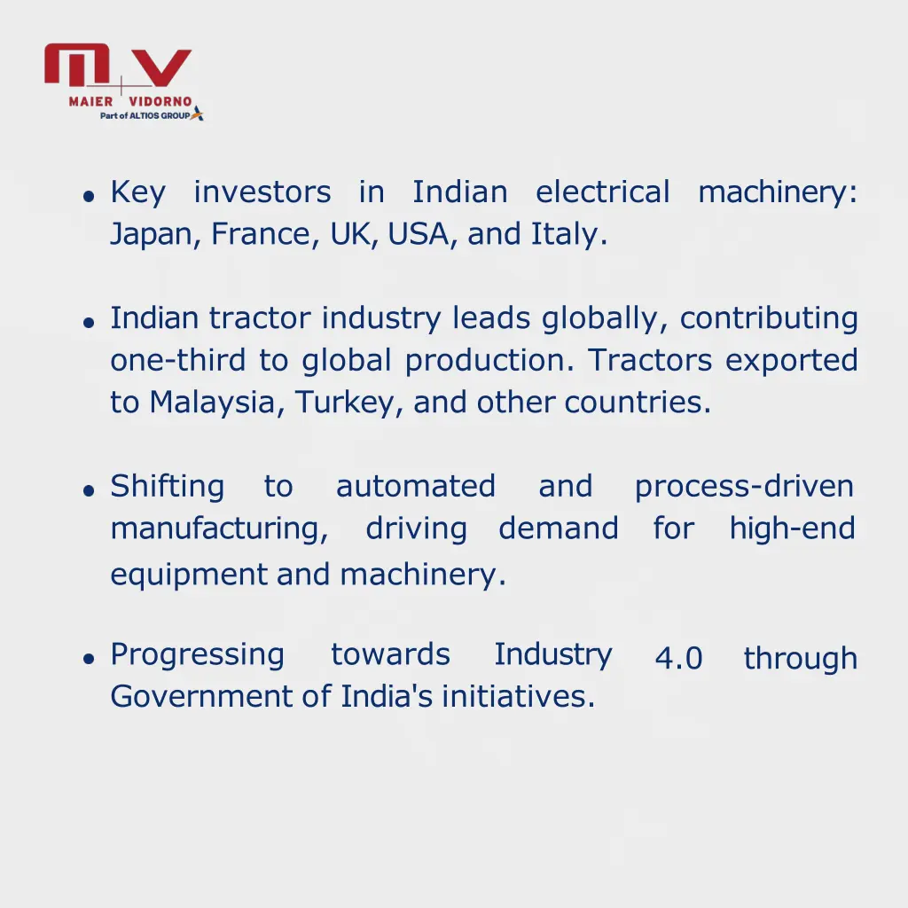 key investors in indian electrical machinery