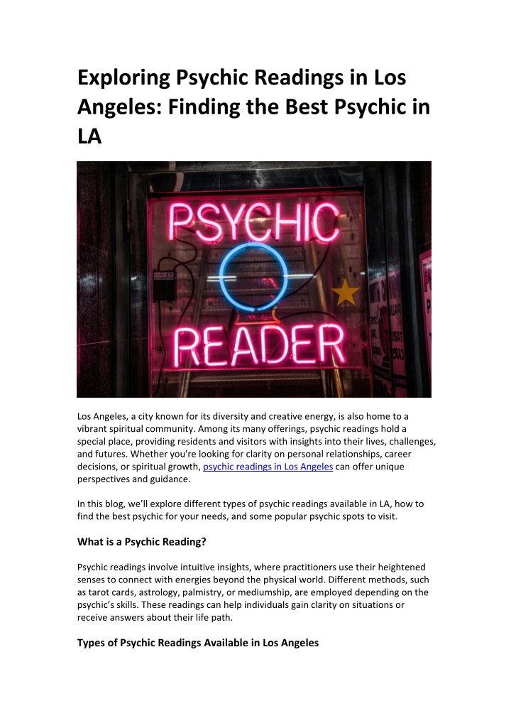 exploring psychic readings in los angeles finding