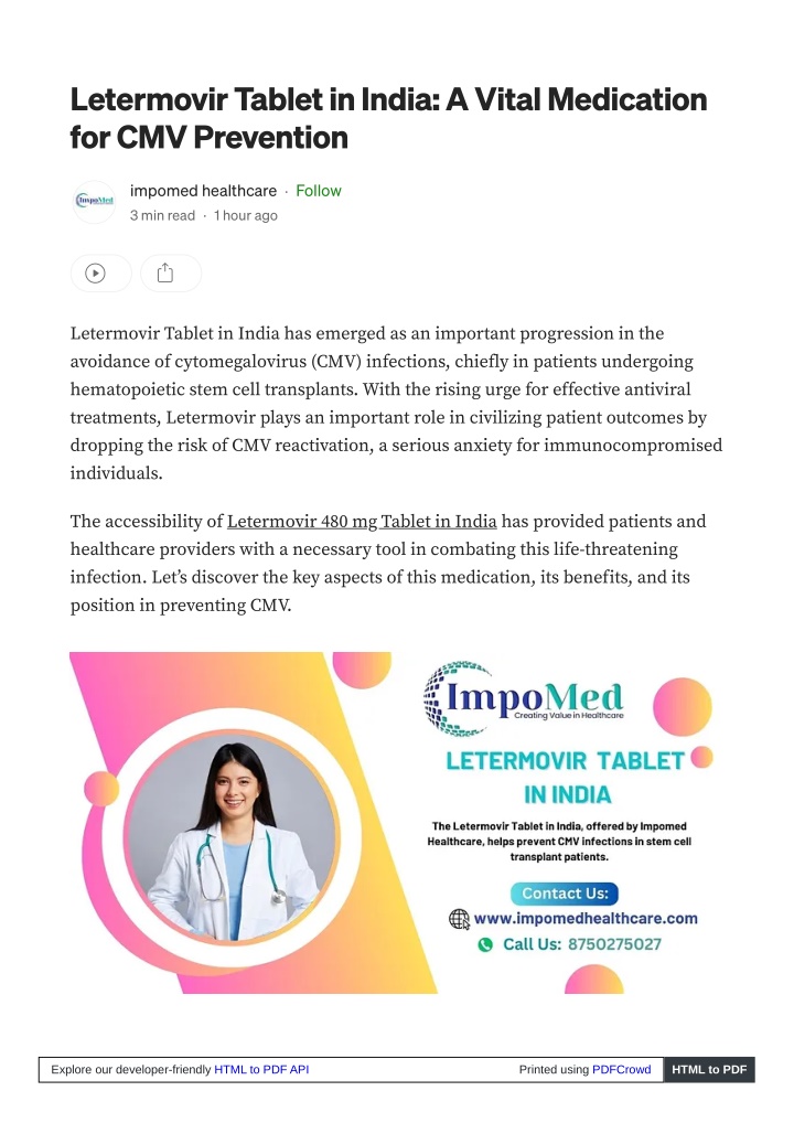 letermovir tablet in india a vital medication