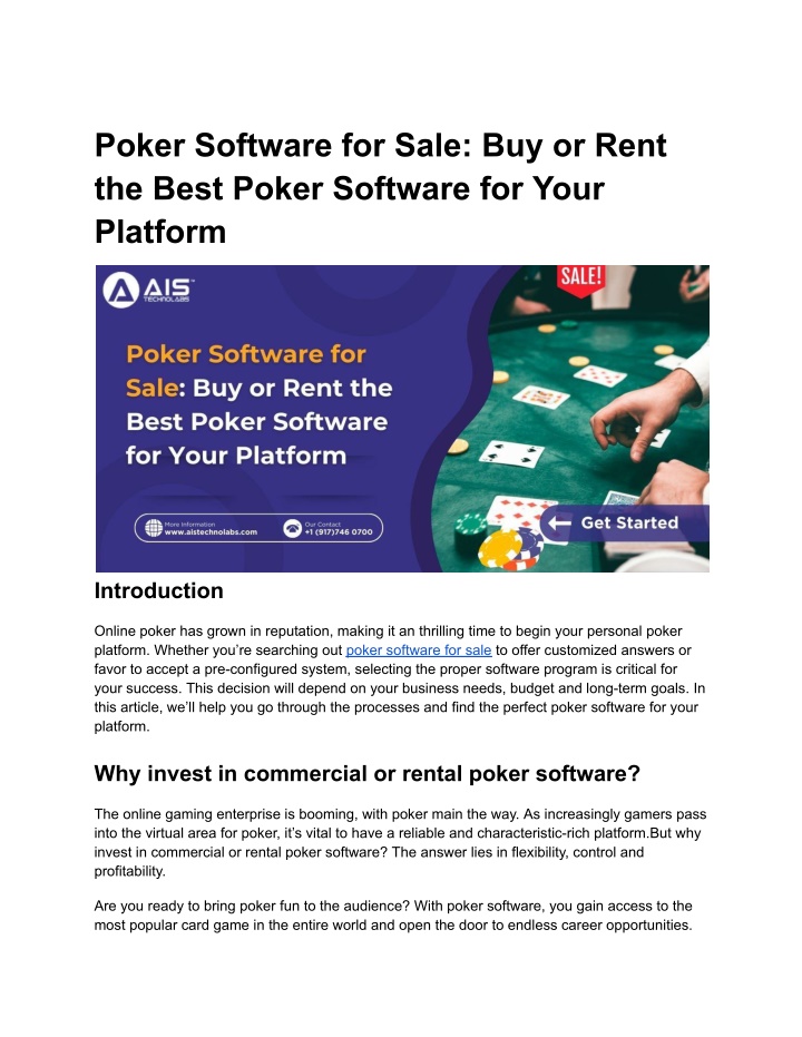 poker software for sale buy or rent the best