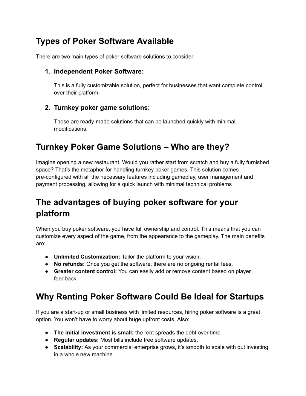 types of poker software available