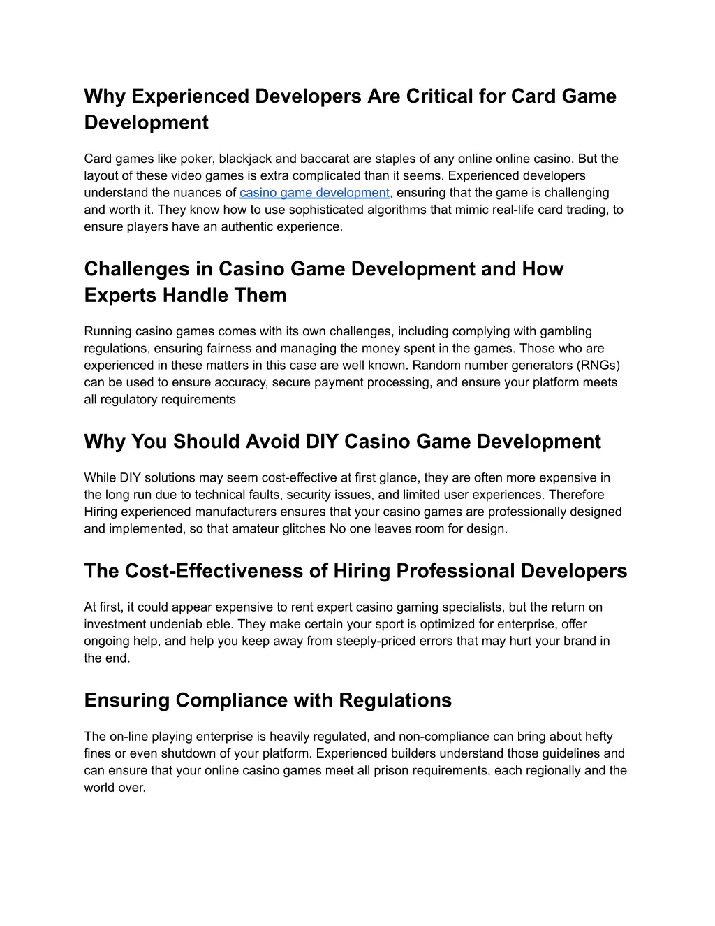 why experienced developers are critical for card