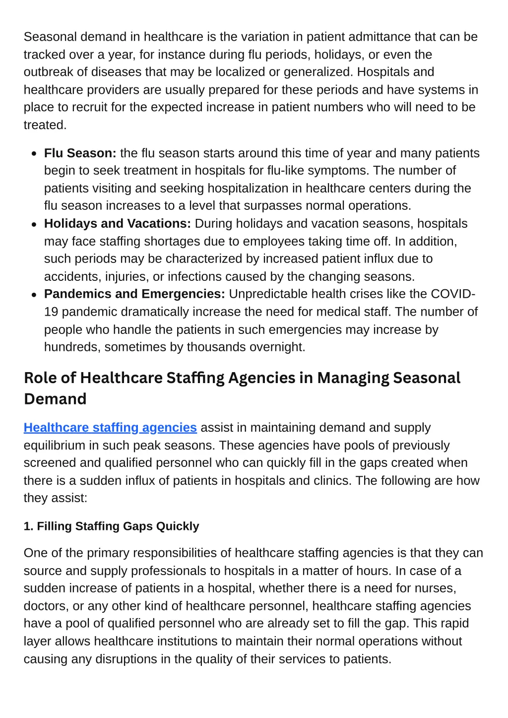 seasonal demand in healthcare is the variation