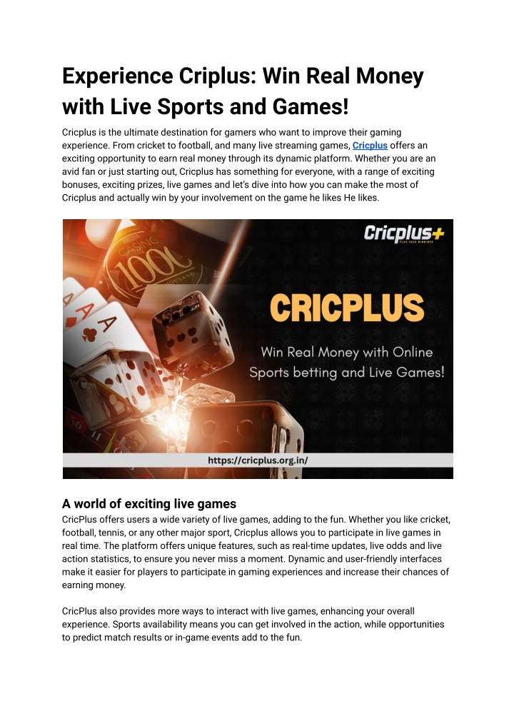 experience criplus win real money with live