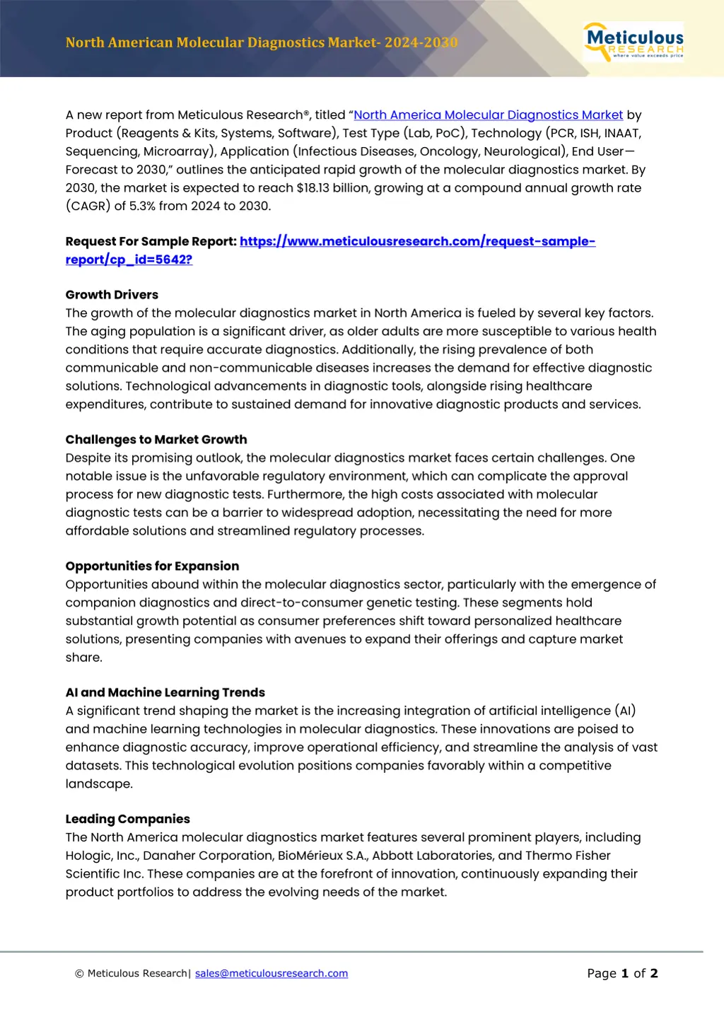 north american molecular diagnostics market 2024