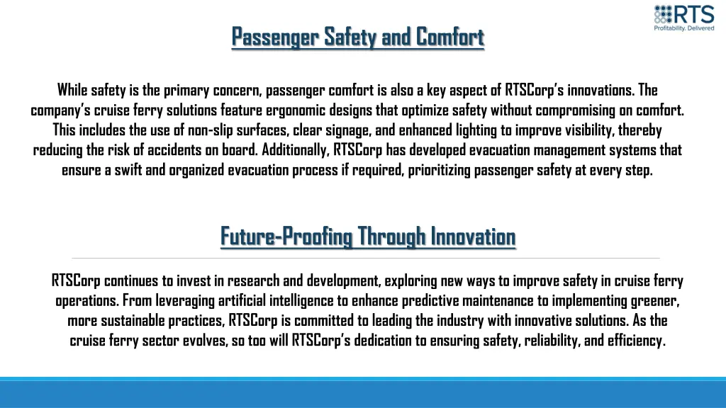 passenger safety and comfort