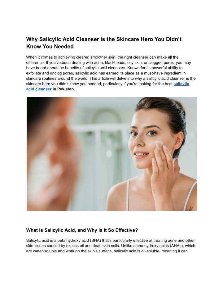 why salicylic acid cleanser is the skincare hero