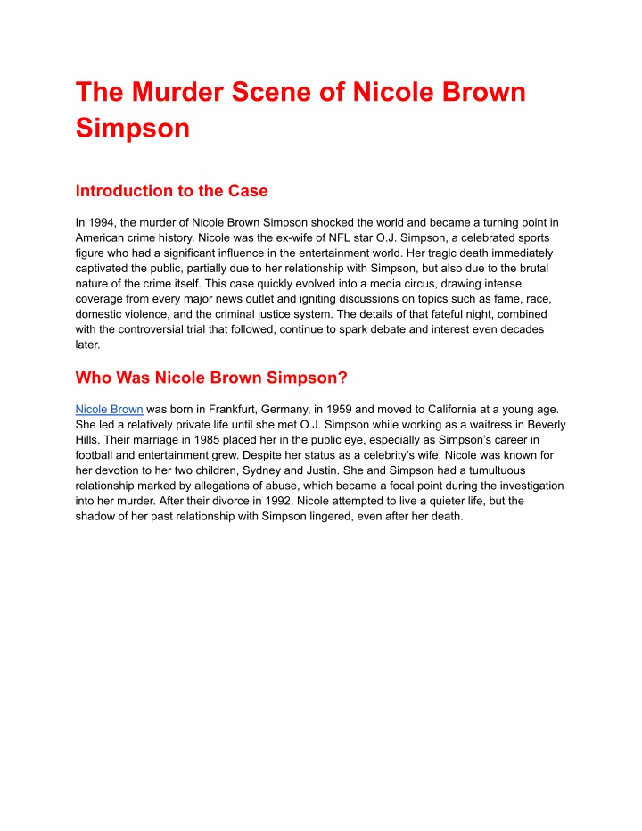 the murder scene of nicole brown simpson