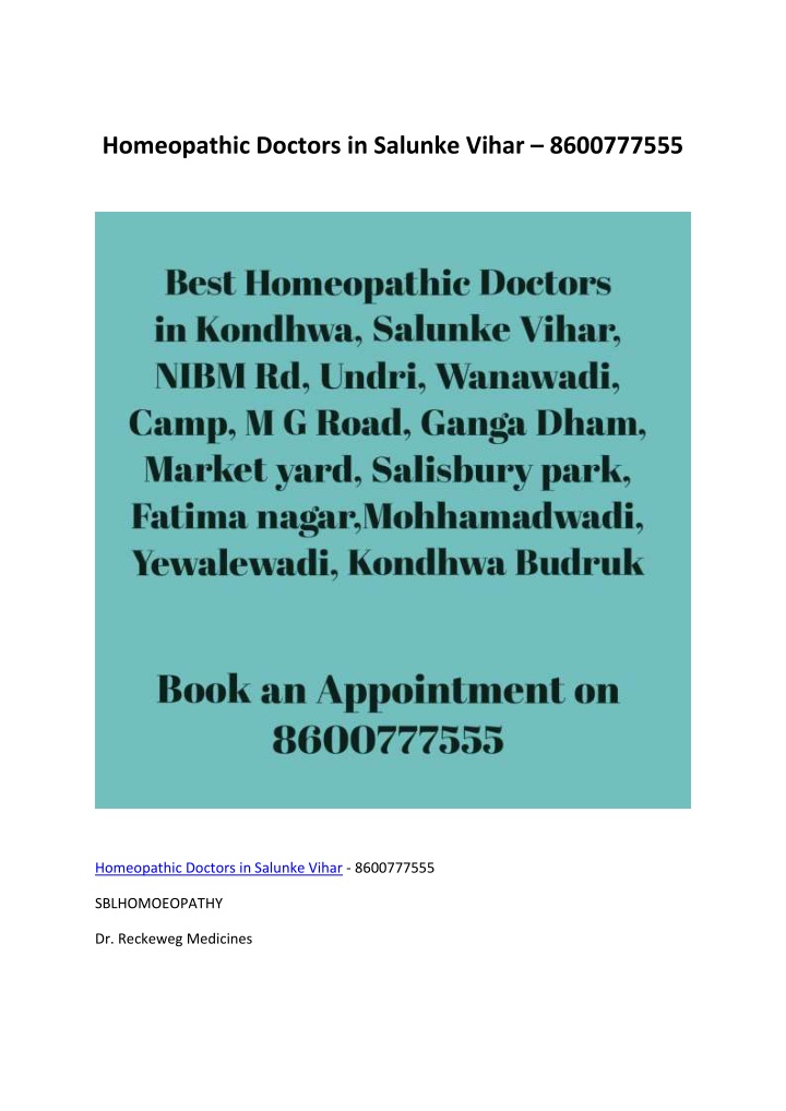 homeopathic doctors in salunke vihar 8600777555