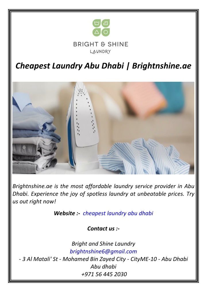 cheapest laundry abu dhabi brightnshine ae