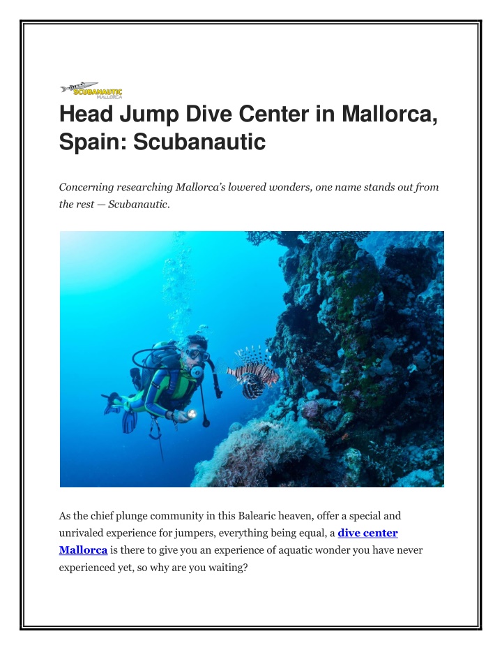 head jump dive center in mallorca spain