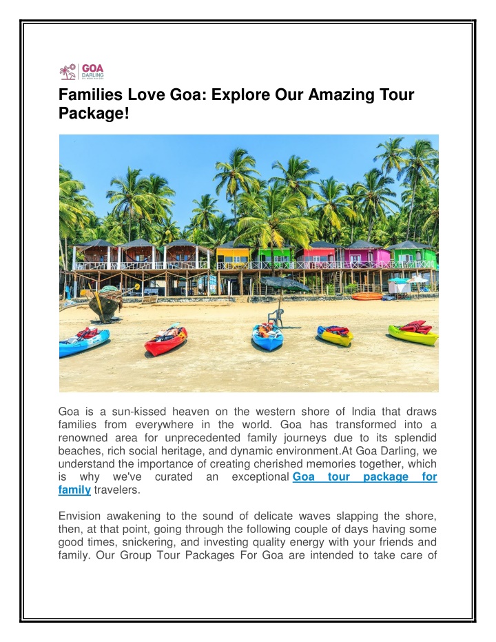 families love goa explore our amazing tour package