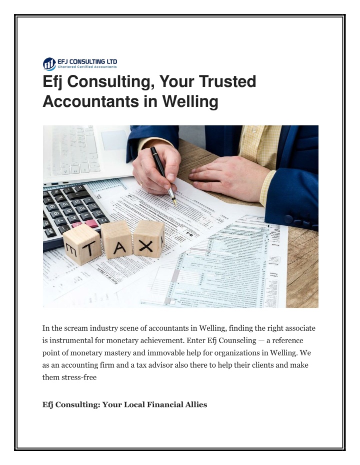 efj consulting your trusted accountants in welling