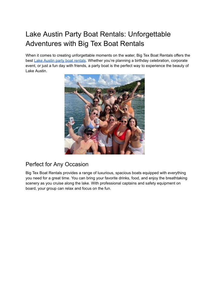 lake austin party boat rentals unforgettable