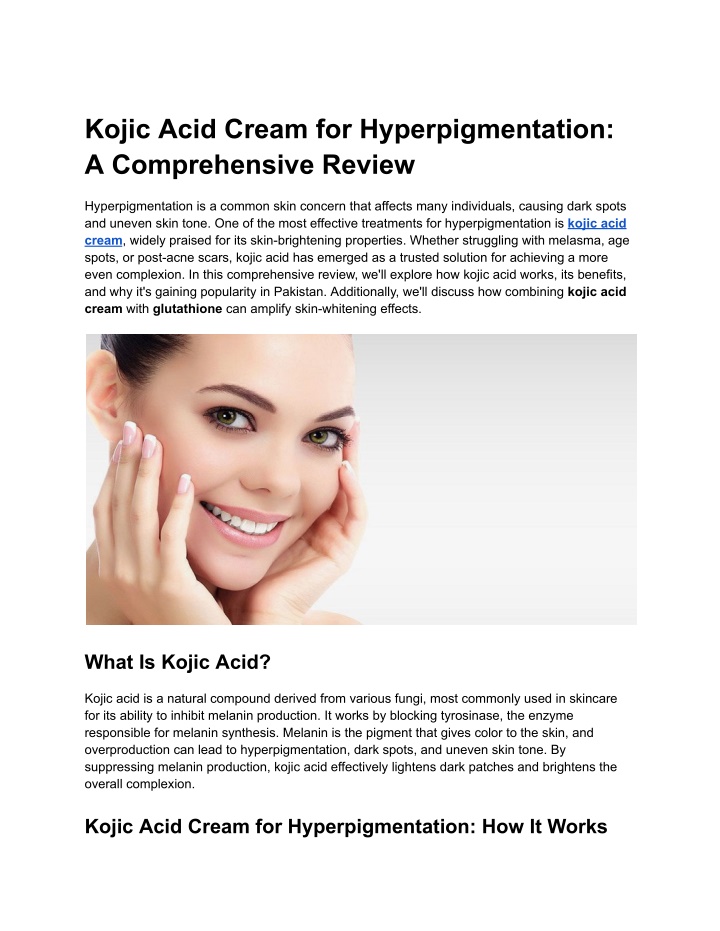 kojic acid cream for hyperpigmentation