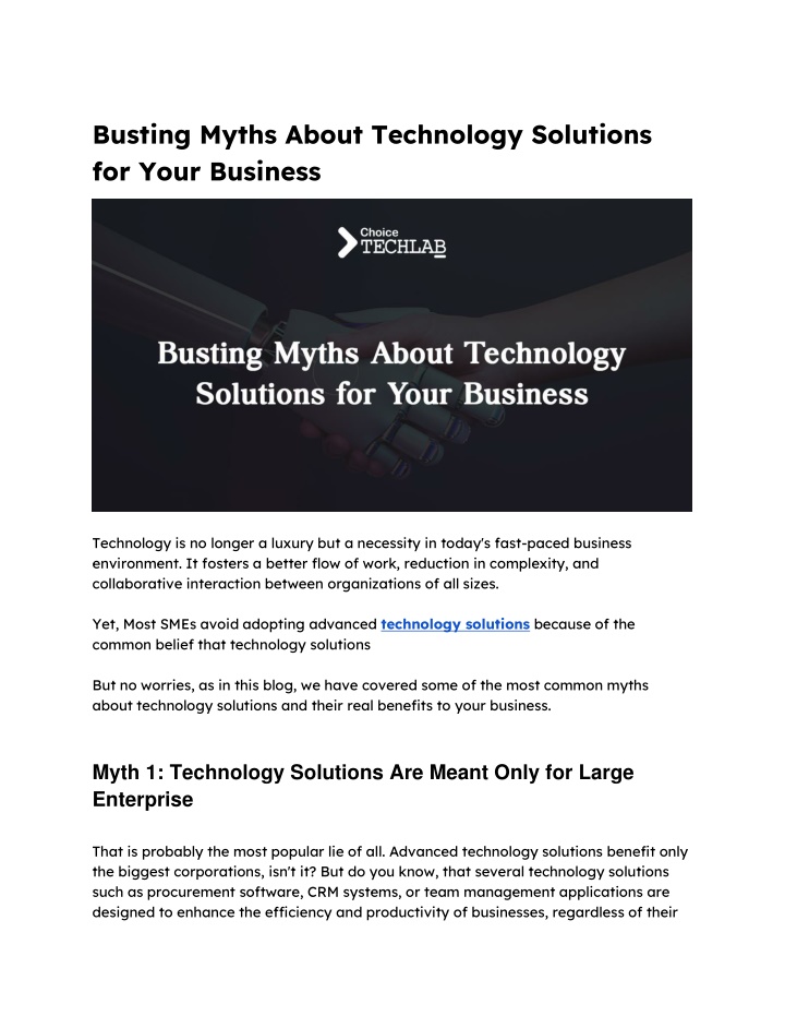 busting myths about technology solutions for your