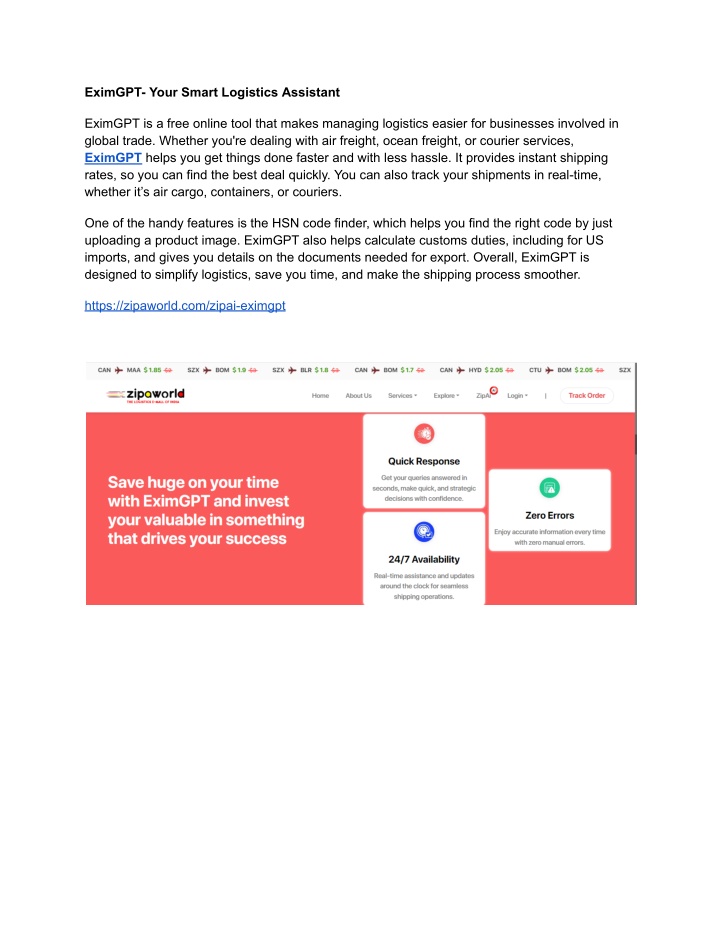 eximgpt your smart logistics assistant