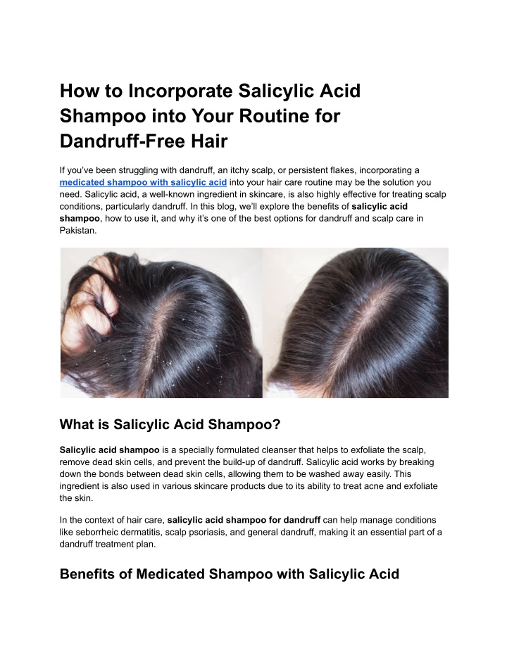 how to incorporate salicylic acid shampoo into