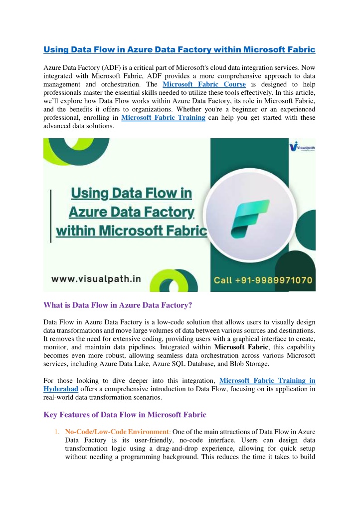 using data flow in azure data factory within